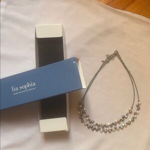 Lia Sophia Silver and Multicolor Pearl Necklace